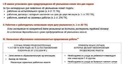 Права и обязанности сотрудника при увольнении по собственному желанию