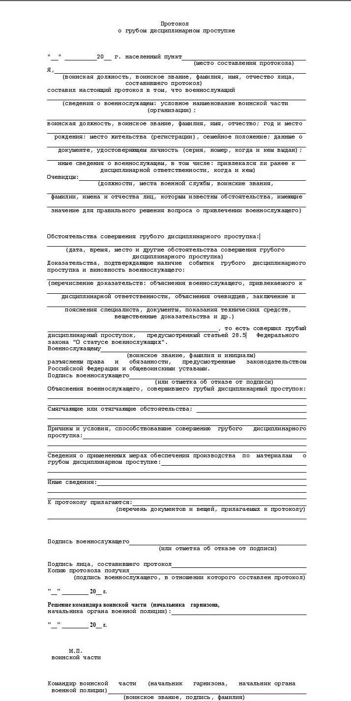 Распространенные виды дисциплинарных проступков военнослужащих